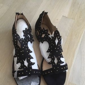 BNWT POUR la VICTOIRE navy suede sandals size 10