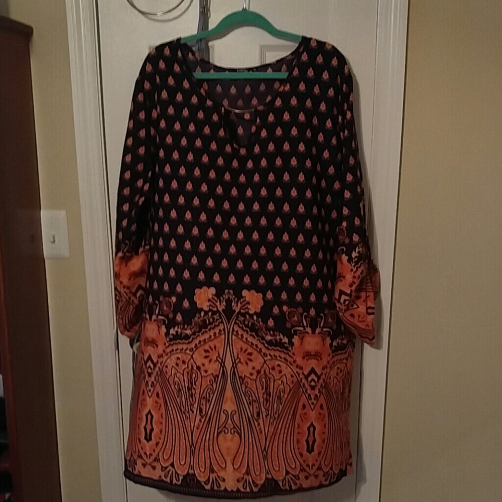 Navy and coral dress