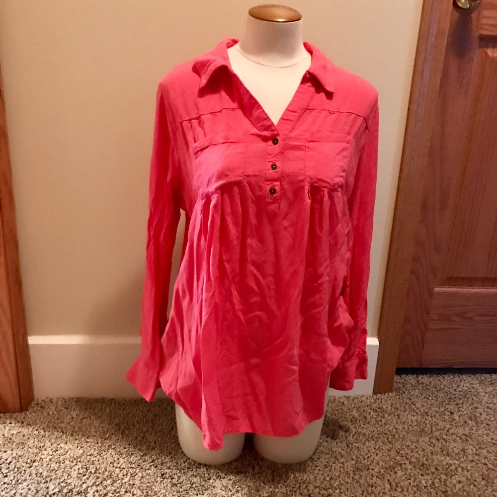 Pink maternity blouse