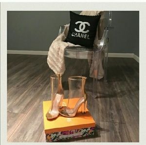 Clear heel boots