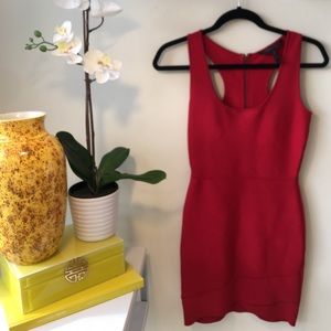 Red body con dress