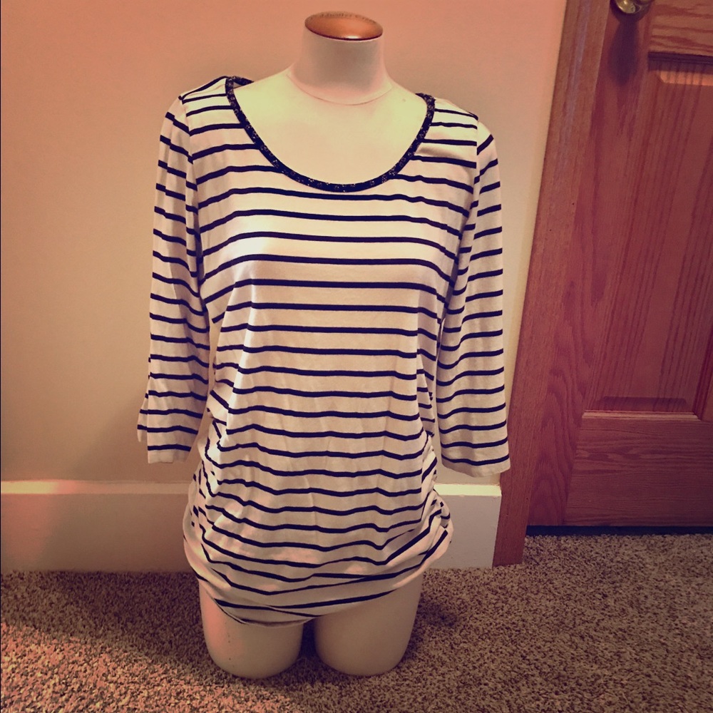 Black and white stripes maternity top