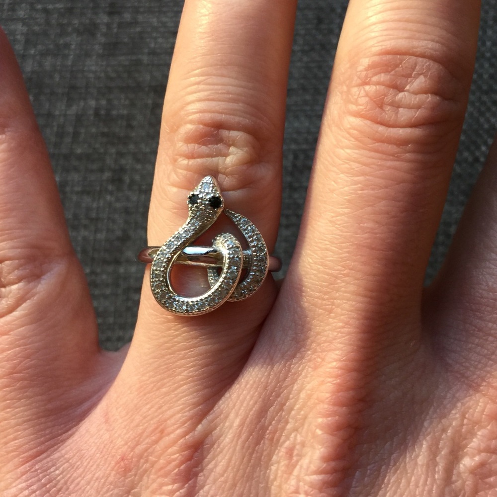 Sterling Silver CZ Snake Ring