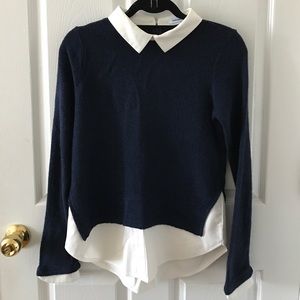 Navy Sweater With Collar
