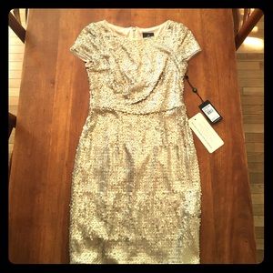 Adrianna Papell Gold Sequin Cocktail Dress