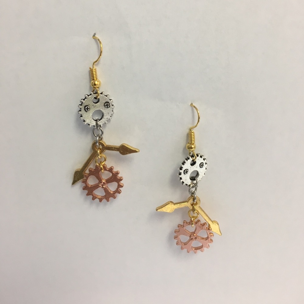 steam punk watch part earrings