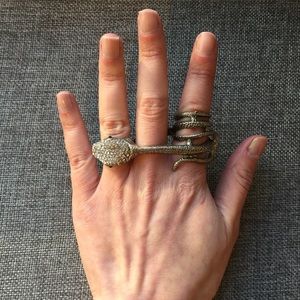 Silver Cubic Zirconia Snake Ring