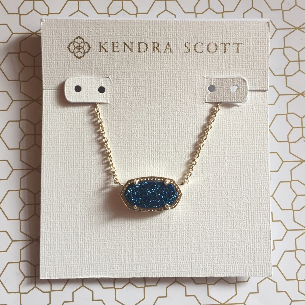 💕NWT Kendra Scott Blue Drusy/Gold Elisa💕