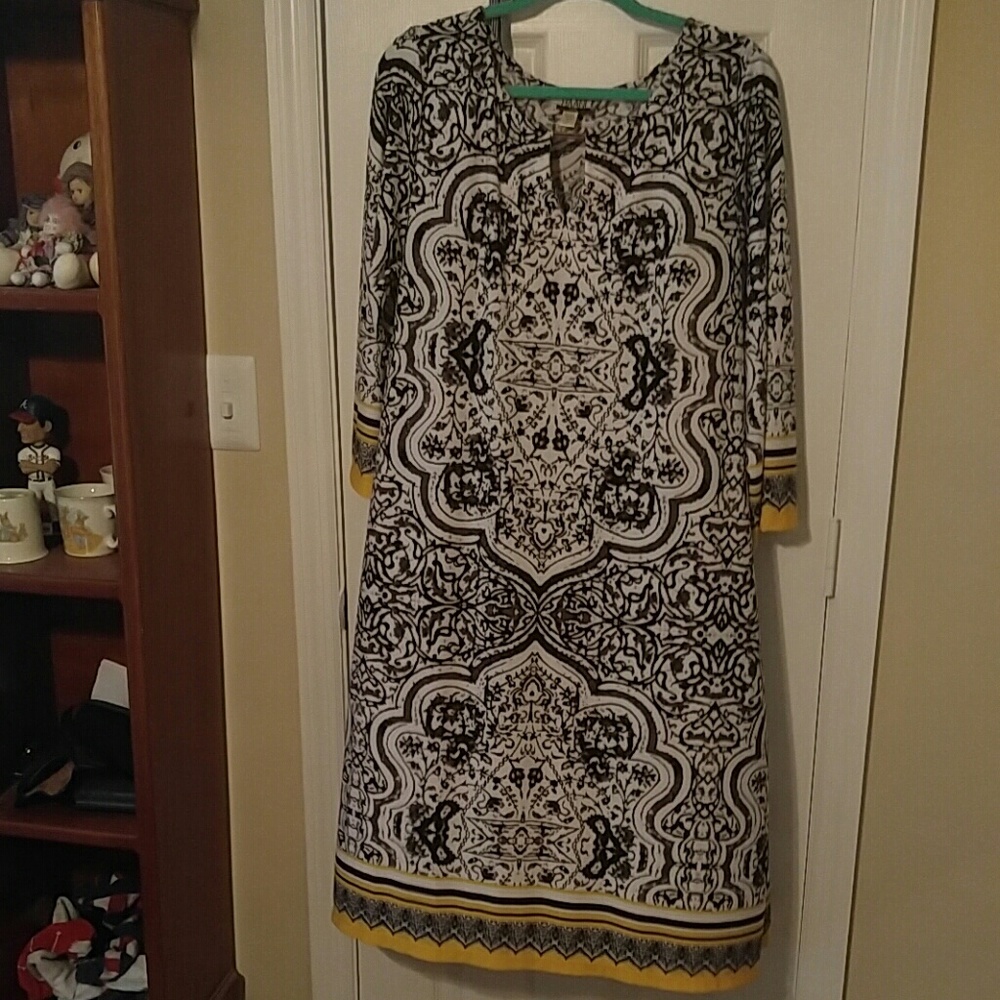 Haani dress with black, gray, and yellow