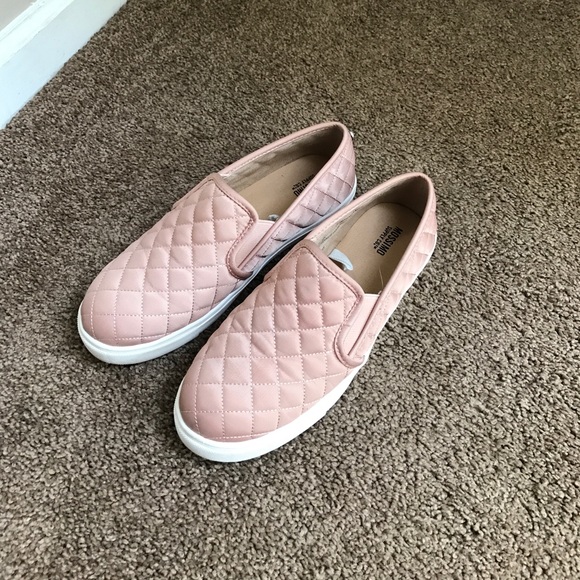 pink quilted slip on shoes