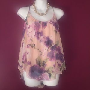 Floral print chiffon top