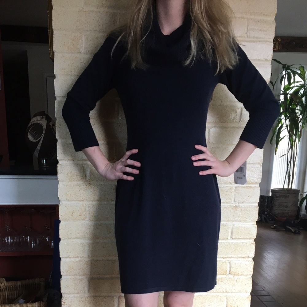 Warm, cozy navy blue sweater dress NWT