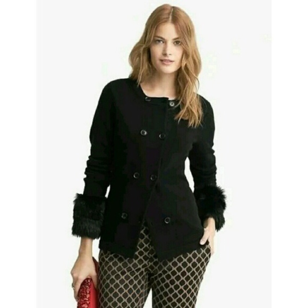 Banana Republic Fur Cuff Cardigan