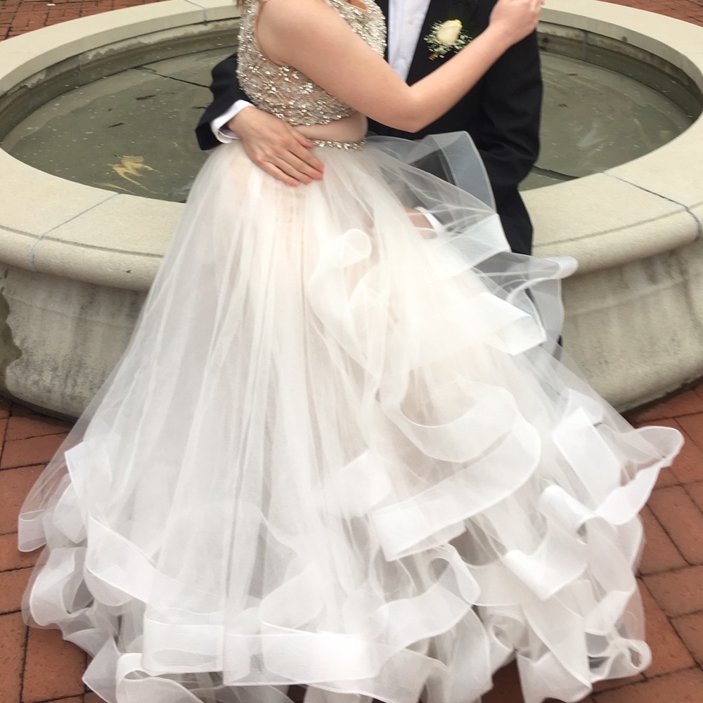 Beautiful white flowy Prom dress