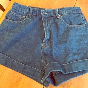 High rise jean shorts.