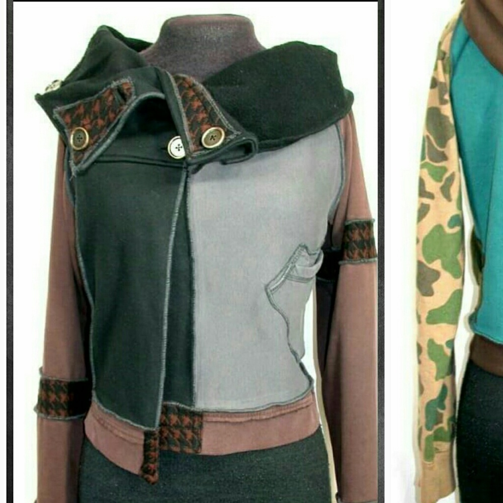 SOLD!!! Double breasted ShabbyKnapsack jacket cowl