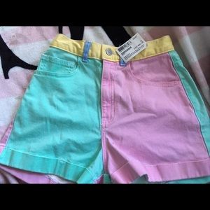 Pastel American apparel color block shorts