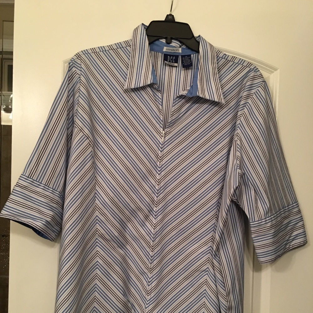 Blue Casual Zip Front Shirt