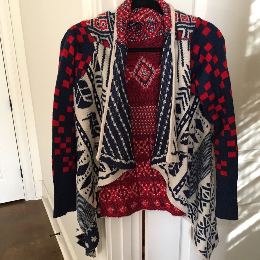 Red and blue sweater