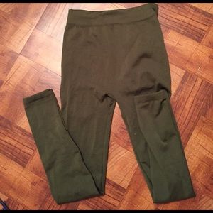 Green fleece lined tights