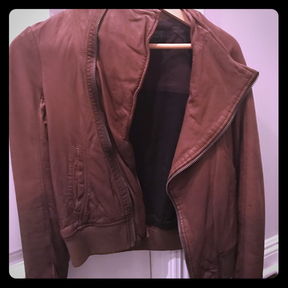 Zara women's leather coat (brown)