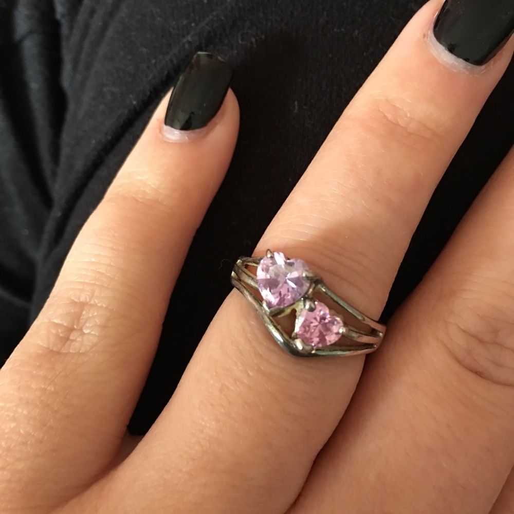 Two stone heart ring
