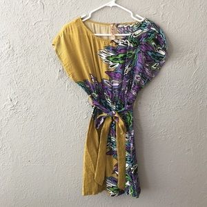 Gorgeous mustard and purple patterned dress