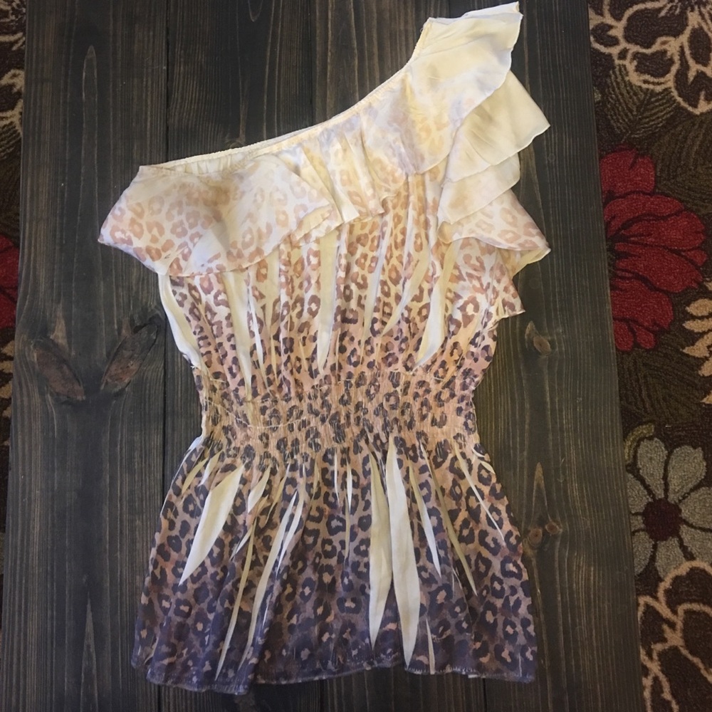 One Shoulder Cheetah Top