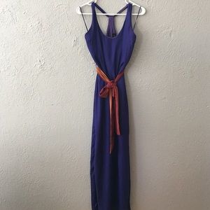 Long eggplant dress .mini lining . worn once