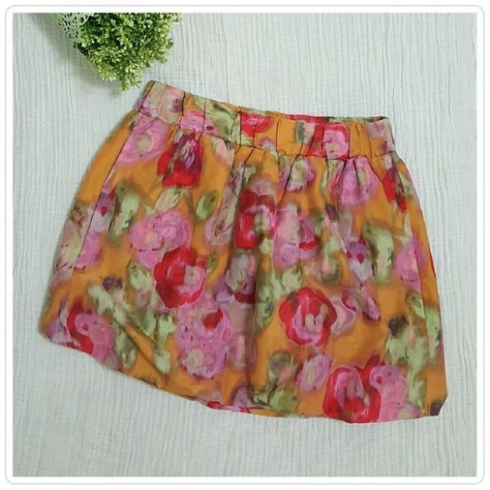 J Crew Silk Watercolor Floral Bubble Skirt SZ 0