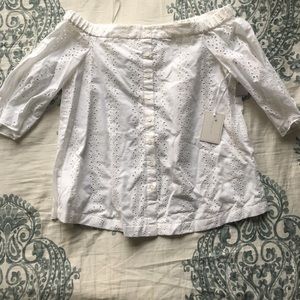White off the shoulder summer shirt