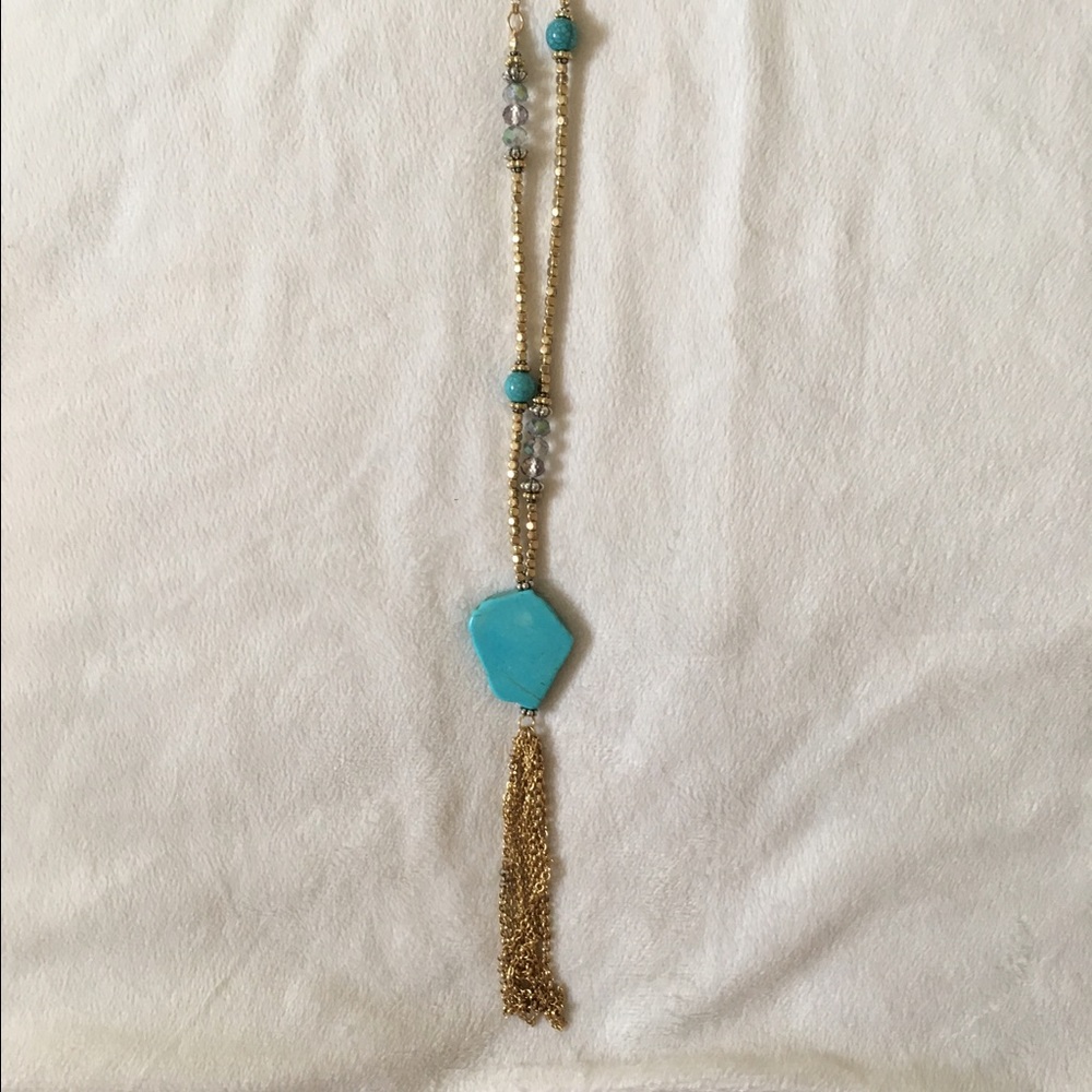 Blue tassel necklace