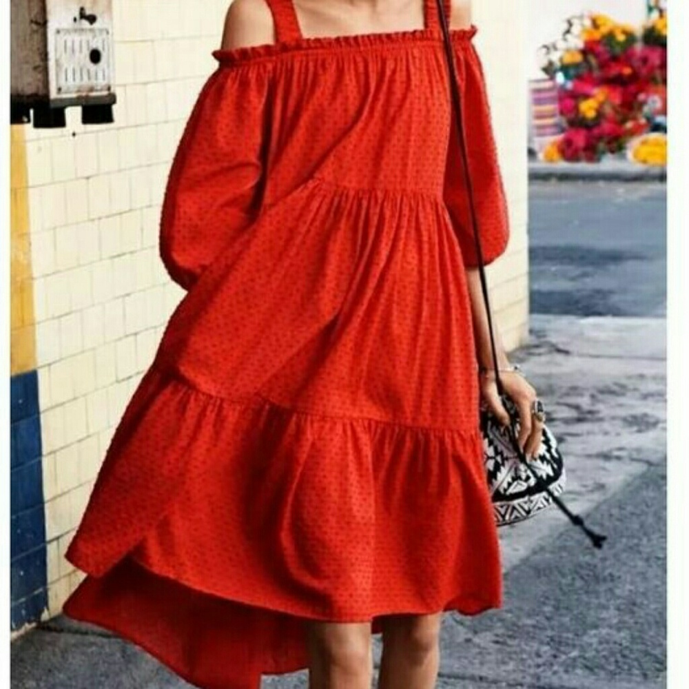 H&M *Blogger Favorite* Red Cold Shoulder Dress