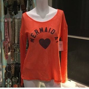 BNWT "mermaid at heart" mesh top. Made in the USA