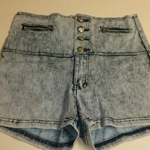 Acid wash jean shorts