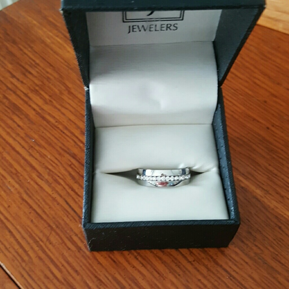 Mens Silver diamond wedding band