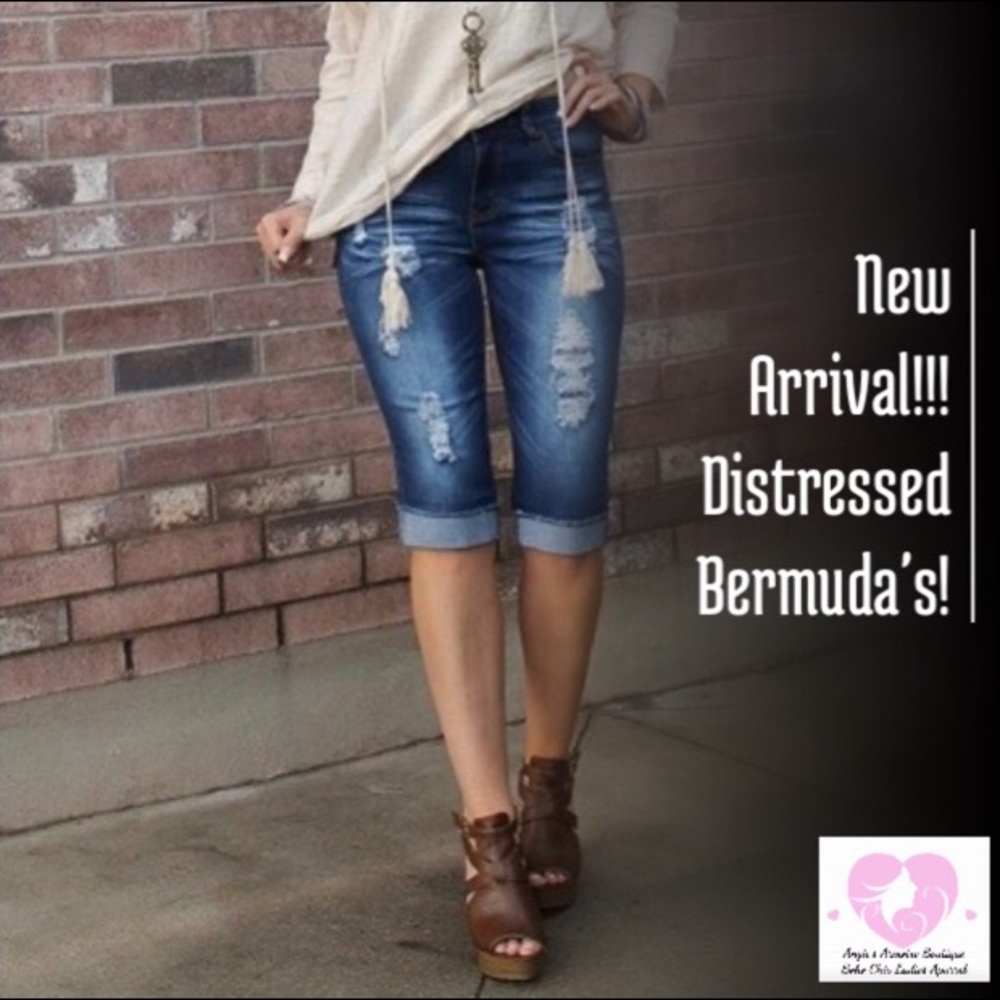 Distressed Bermuda's or Capri