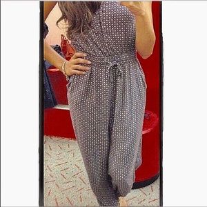 Forever 21 drawstring print knit jumpsuit
