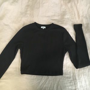 Black Cropped Long-Sleeved Shirt