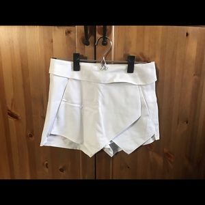 White Geometric Shorts