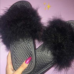 Fuzzy fashionable slides.