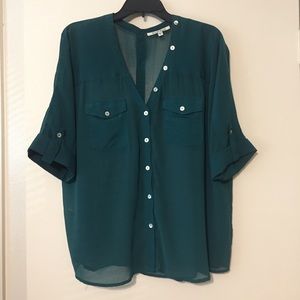 Dark green button blouse