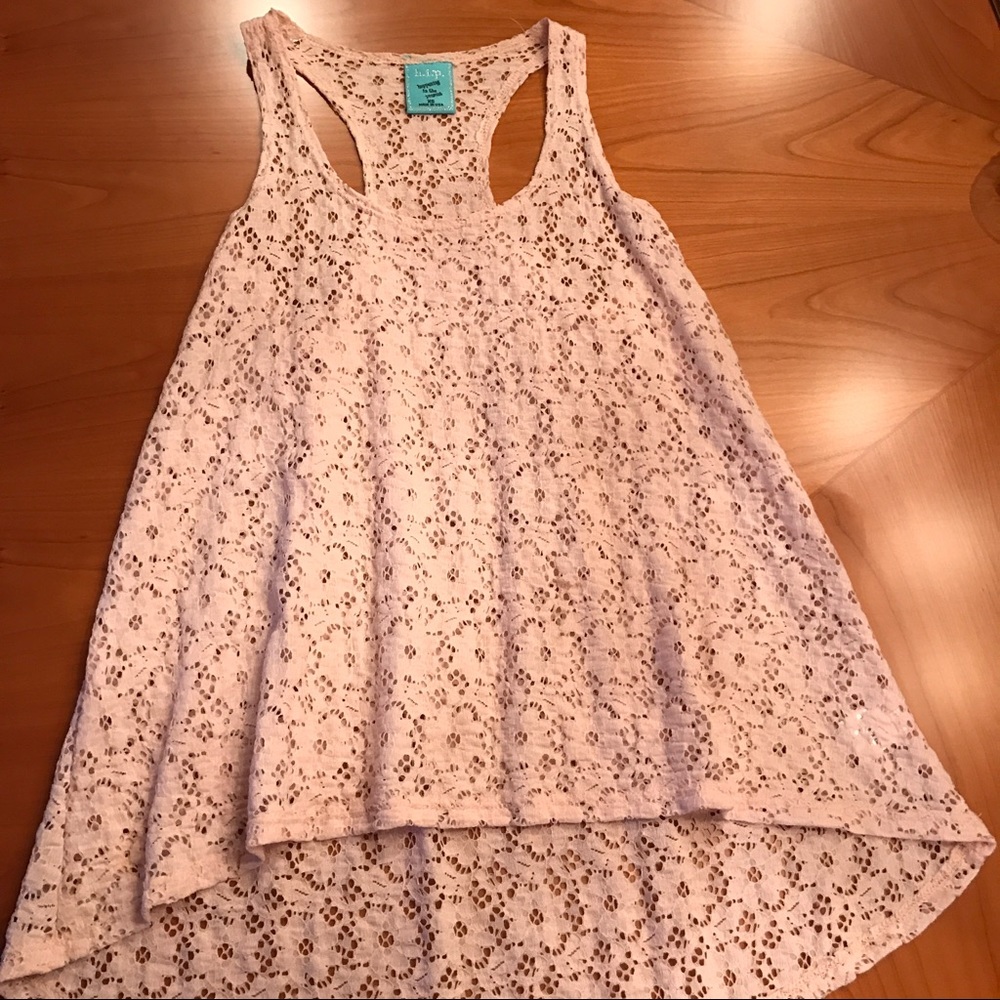 Pink flower lace tank top