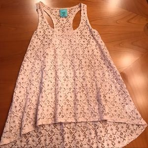 Pink flower lace tank top