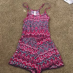Pink, turquoise, navy blue, white romper