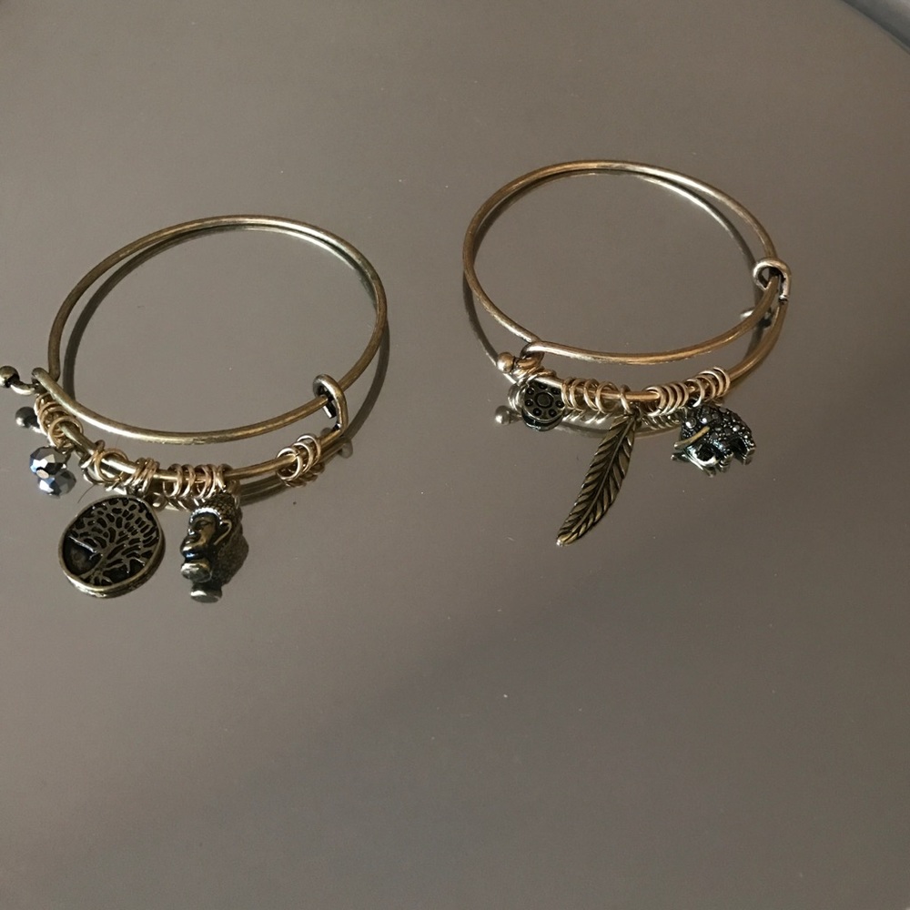 Antique Gold Copper Buddha Charm bangles