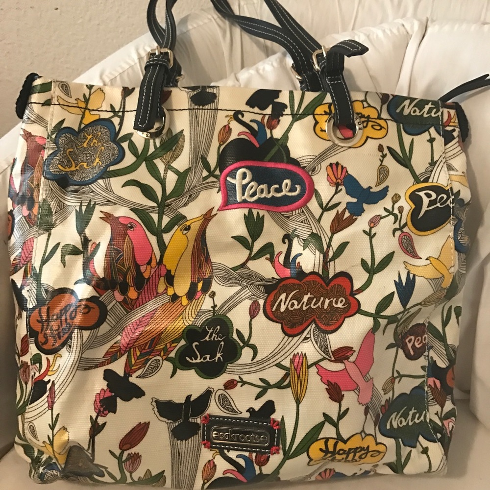 Sakroots Artist Circle Tote Optic Peace Cream