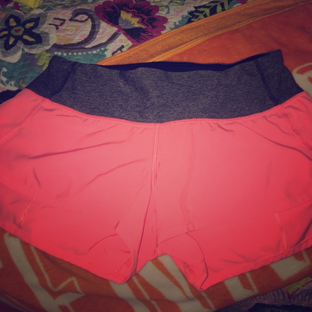 Coral Lululemon Speed Shorts