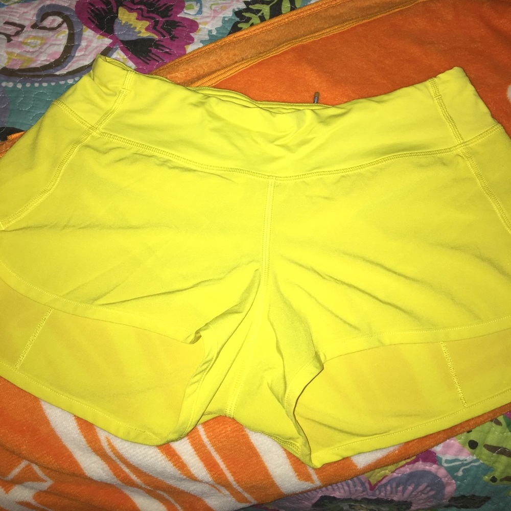 Yellow Lululemon Speed Shorts
