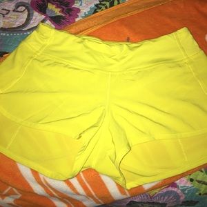 Yellow Lululemon Speed Shorts